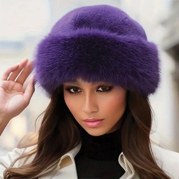 Faux Fur Winter Hat — Luxurious Style, Cozy & Soft. TAN, ONE in STOCK - Picture 3 of 7